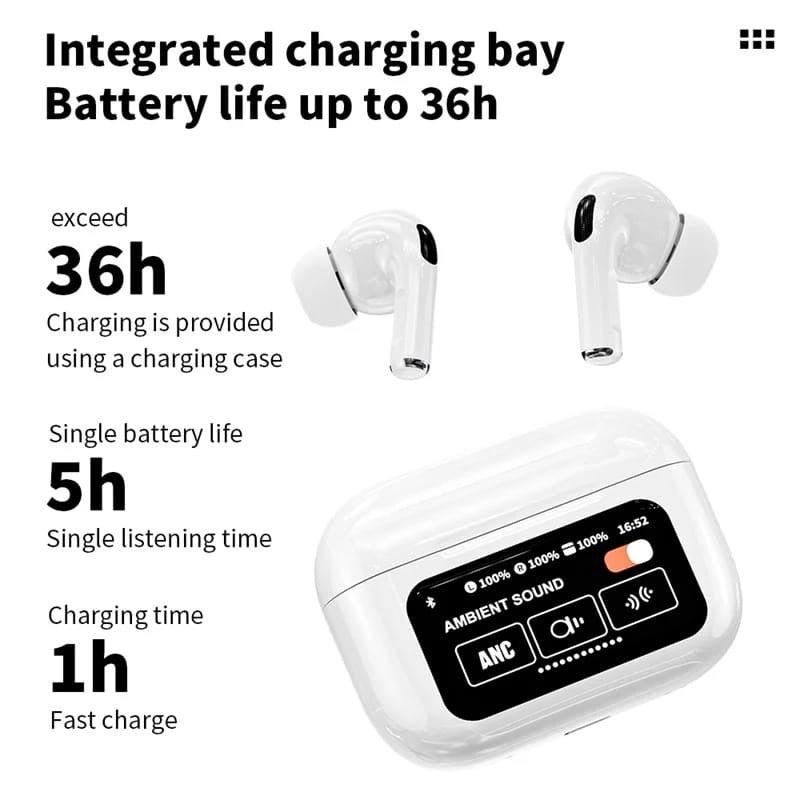 A9 Pro Touchscreen Wireless AirPods – Smart Display Charging Case | Touch Control | Free Delivery All Over Pakistan