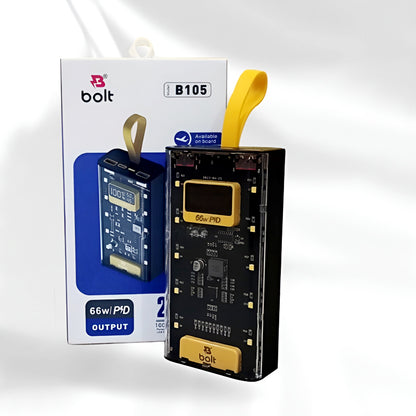 Bolt B105 20000mAh Power Bank – 66W PD Fast Charging | Dual USB + LED Display | Free Delivery All Over Pakistan